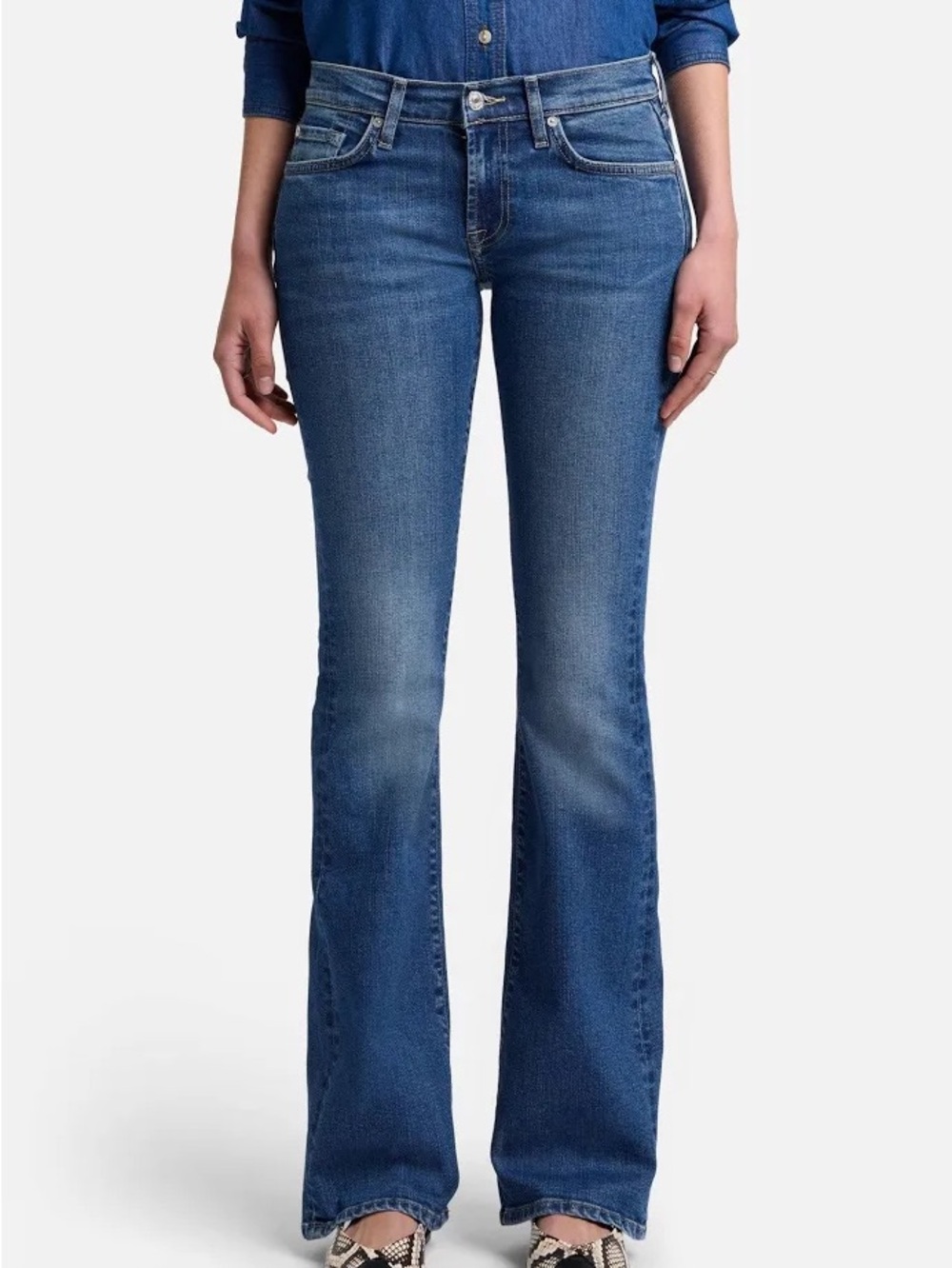 7 For All Mankind Blue Boot Cut Jeans